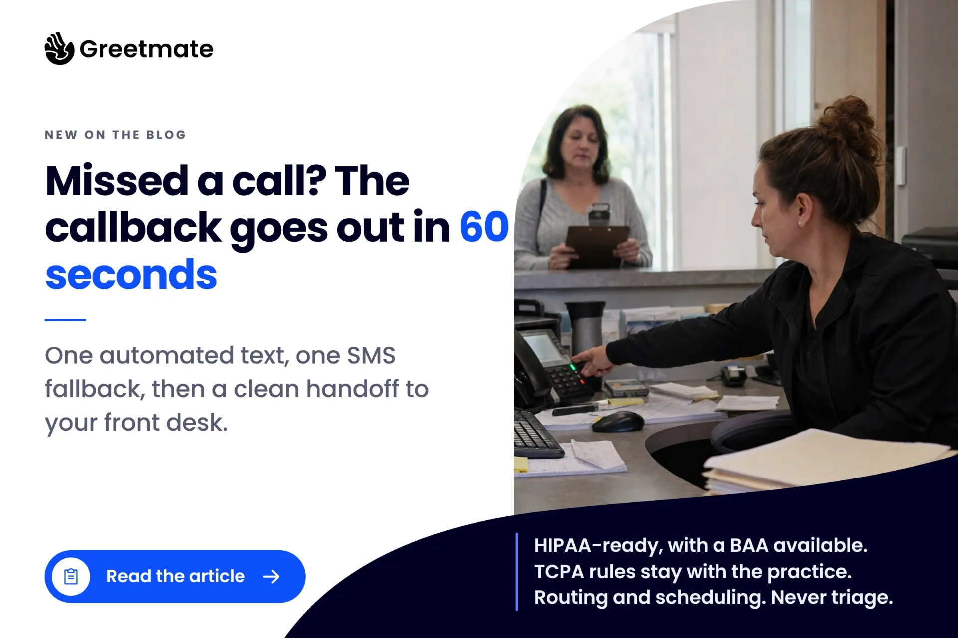 Blog Post Image for Missed call text back for healthcare: the 60-second workflow
