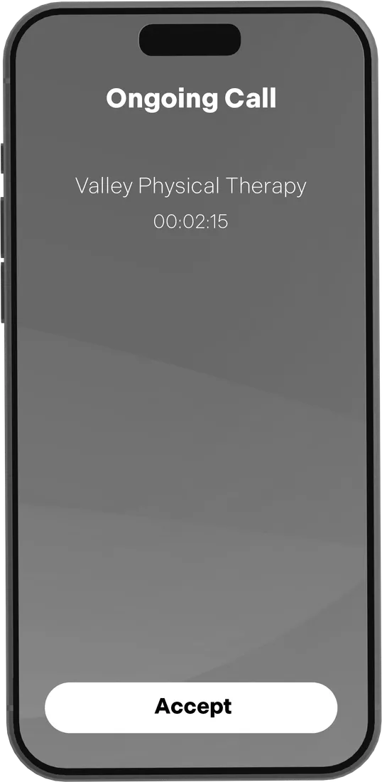 Phone mockup showing Greetmate AI call interface